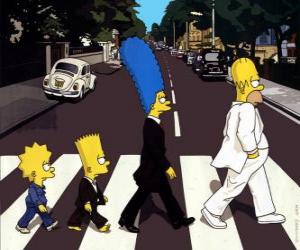 yapboz Caddenin karşısındaki Simpsons ailesi çok şık
